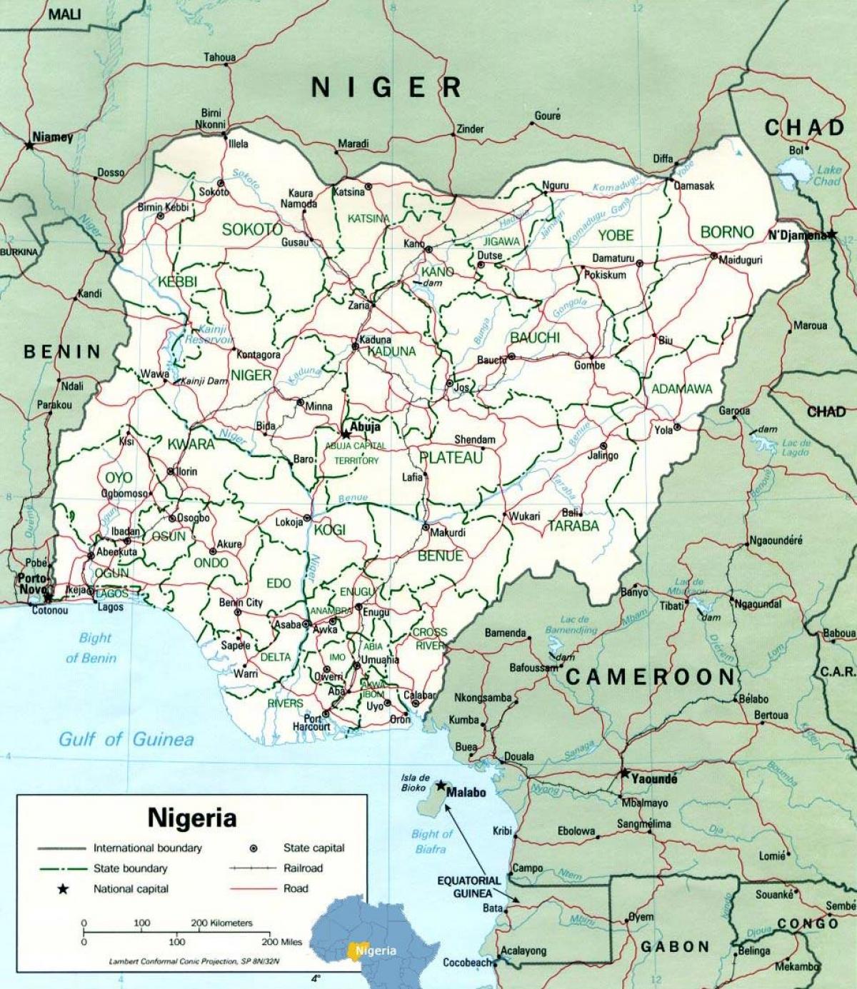 Лагос Нигерия на карте Африки