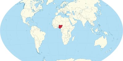Карта мира, показывающая Нигерии