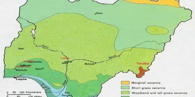 Карта Нигерии с указанием растительности