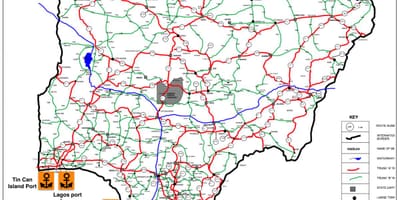 Карта Нигерии с указанием дорожной сети