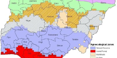 Карта Нигерии с указанием экологических зон