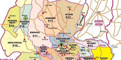 Карта штата Риверс в Нигерии